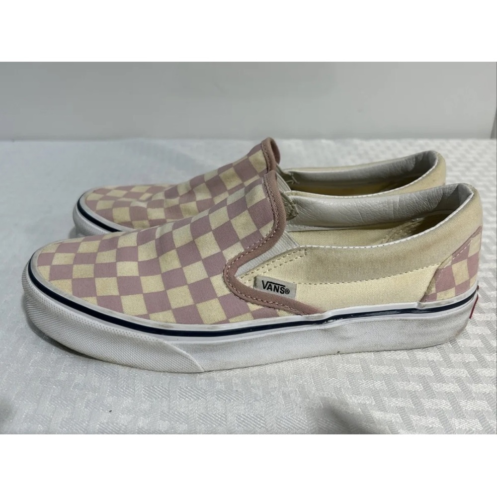 Vans Off The Wall Checkered Slip-On size 5.5 Men/ 7 Women Light Blue And White.
